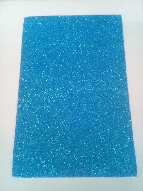 Goma Eva Glitter Adhesiva A4 x5 Azul - MUMI