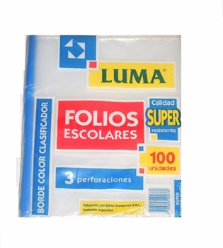 Folio Plastico Luma Esc Borde Color X10