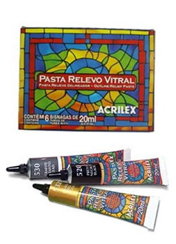 Pasta Relieve P/Vitraux Oro/Plata Acrilex