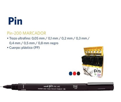 Marcador Uni Pin 200 Descartable 0,1mm
