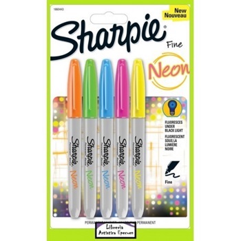 Marcador Sharpie Fine X 5 Neon