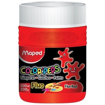 Tempera Maped Pote X 250grs Fluo Rojo