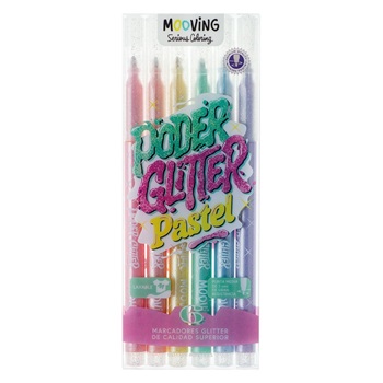 Marcador Coloring X 6 Glitter Pastel Poder