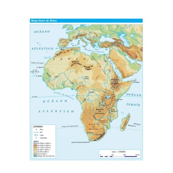Mapa Laminado 95x130 Africa Bifaz Mudo-Fis Y Pol