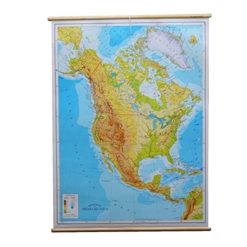 Mapa Laminado 95x130 Amercia Del Norte Fisico Simple