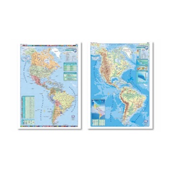 Mapa Laminado 95x130 América Bifaz Pol Y Fis