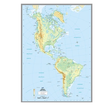 Mapa Laminado 60x40 América Fisico Politico Simple