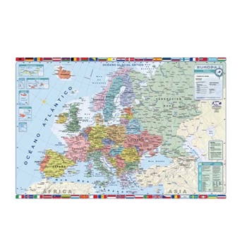 Mapa Laminado 35x50 Europa Fisico Politico Simple