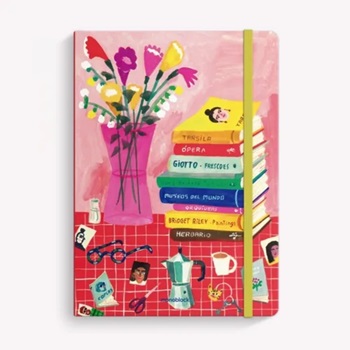 Cuaderno Monoblock A5 Cosido Ray Flores Y Libros